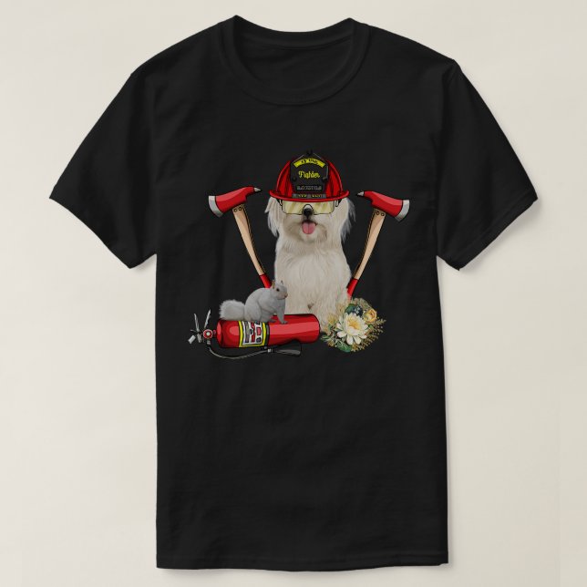 Camiseta Perro divertido y lindo para los bomberos 2 (Diseño del anverso)