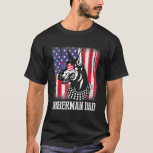 Camiseta Perro Doberman con gafas de la bandera de los Esta