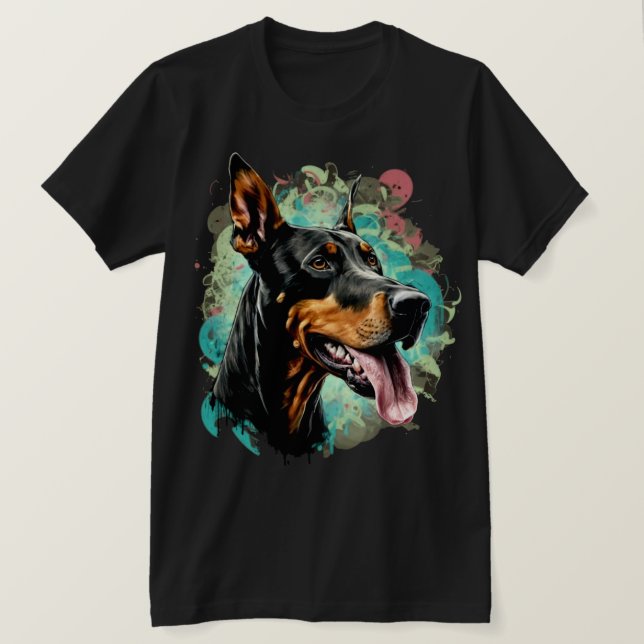 Camiseta Perro Doberman Con La Lengua Fuera (Anverso del diseño)
