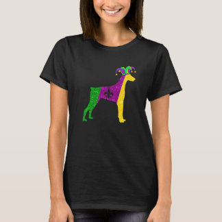 Camiseta Perro Doberman Divertido Máscara de Fiesta de Mard