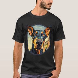 Camiseta Perro Doberman Estilo Pintado