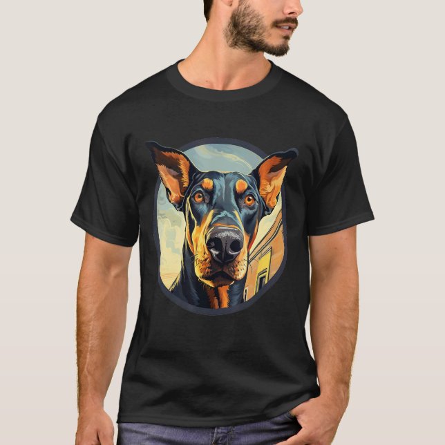 Camiseta Perro Doberman Estilo Pintado (Anverso)