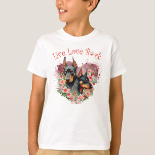 Camiseta Perro Doberman Floral Adorable