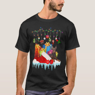 Camiseta Perro Doberman Lindo Ropa de Navidad Santa Perro F