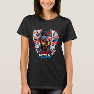 Camiseta Perro doberman pinscher divertido rojo blanco y gu