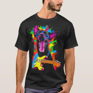 Camiseta Perro Doberman Pinscher Guitarrista