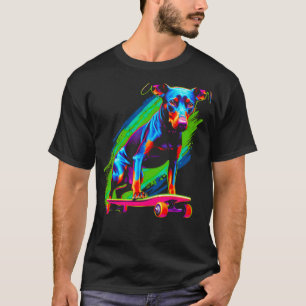 Camiseta Perro Doberman Pinscher Patineta