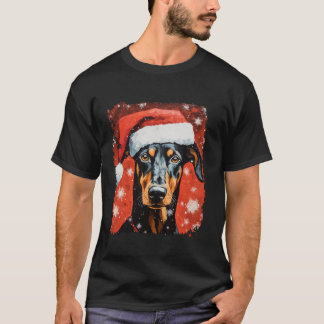 Camiseta Perro Doberman Pop Art Navidad