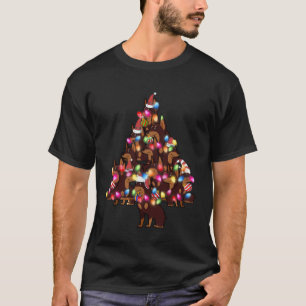 Camiseta Perro Doberman Sombrero Lindo Árbol de Navidad Pil