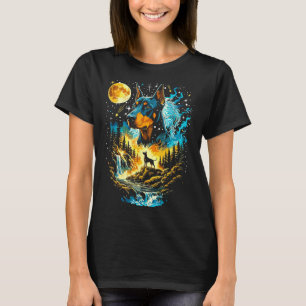 Camiseta Perro Dobermann aullando a la luna vintage
