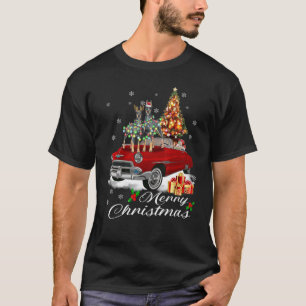 Camiseta Perro Dobermann con Luces de Navidad en Camión Roj