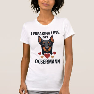 Camiseta Perro Dobermann Corazones Rojos Enloquecido_1