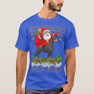 Camiseta Perro Dobermann Lover Ugly Santa Riding Dobermann
