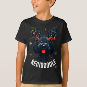 Camiseta Perro Doodle Negro Reindoodle Reno Ciervo Doodle C