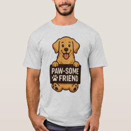 Camiseta Perro dorado sostiene el Rótulo de "Amigo pajoso"