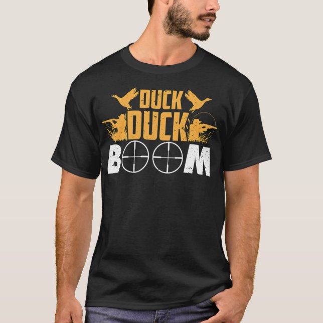 Camiseta Perro Duck Boom impresión de perro negro de labora (Anverso)