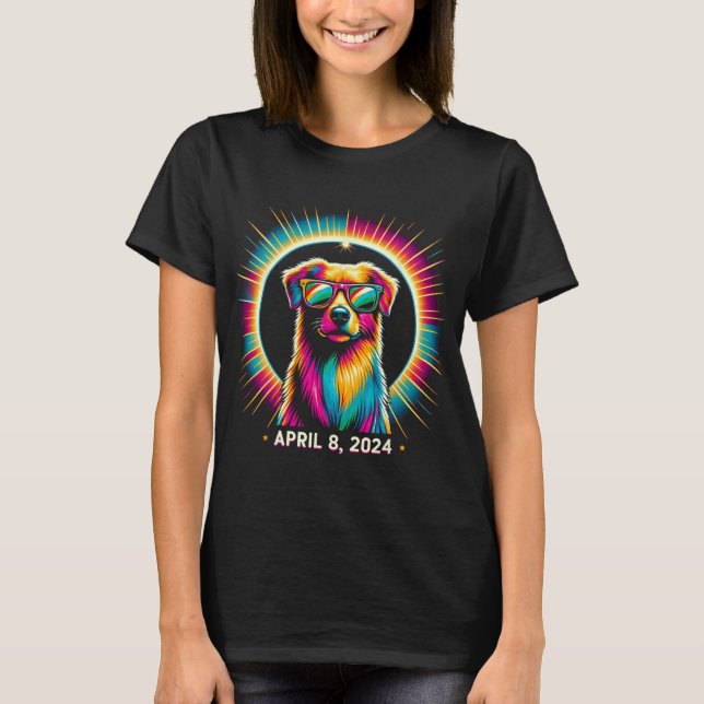 Camiseta Perro Eclipse Solar Con Gles Eclipépticos Solares (Anverso)