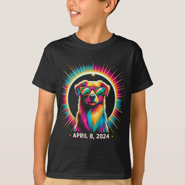 Camiseta Perro Eclipse Solar Con Gles Eclipépticos Solares (Anverso)