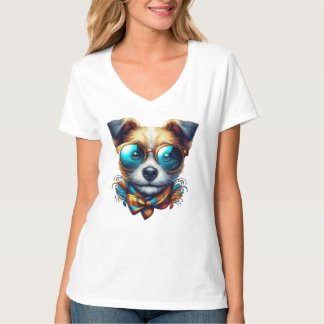 Camiseta Perro Elegante con Gafas Arte de Mascota Moderno y