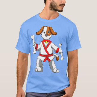 Camiseta Perro en artes marciales karate con hueso