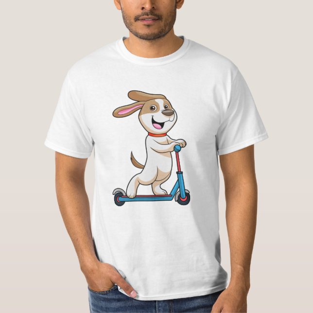 Camiseta Perro en bicicleta con Scooter (Anverso)