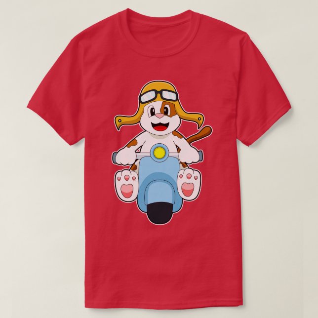 Camiseta Perro en bicicleta con Scooter (Diseño del anverso)