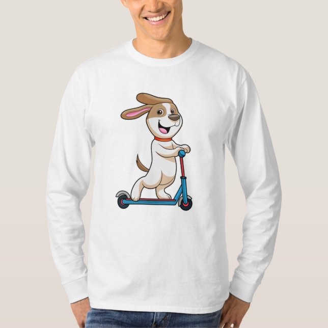 Camiseta Perro en bicicleta con Scooter (Anverso)