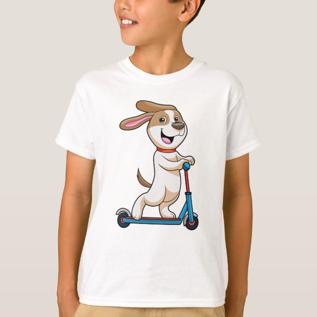 Camiseta Perro en bicicleta con Scooter (Anverso)