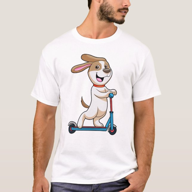 Camiseta Perro en bicicleta con Scooter (Anverso)