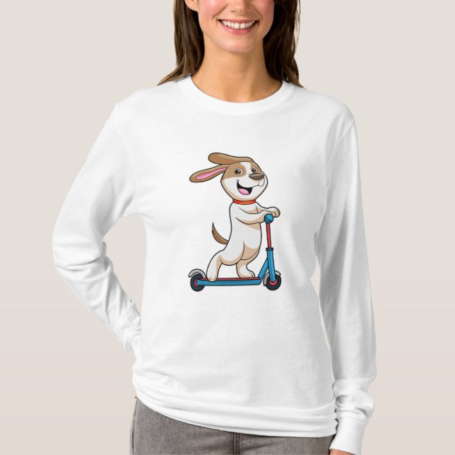 Camiseta Perro en bicicleta con Scooter (Anverso)