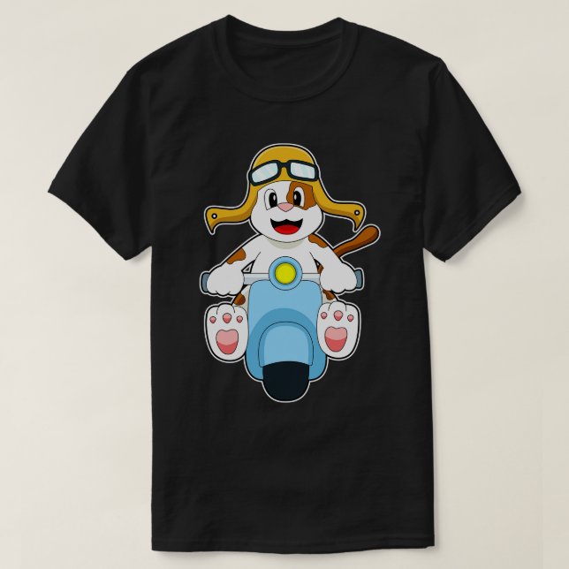 Camiseta Perro en bicicleta con Scooter (Diseño del anverso)