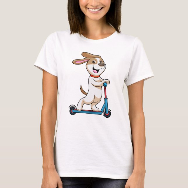 Camiseta Perro en bicicleta con Scooter (Anverso)