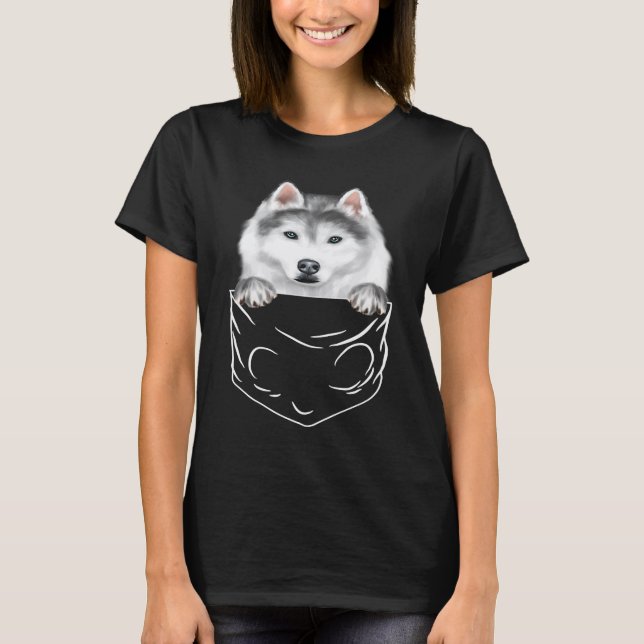Camiseta Perro En Bolsillo Siberian Husky  Perro (Anverso)