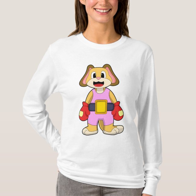 Camiseta Perro en boxeo con guantes de boxeo (Anverso)