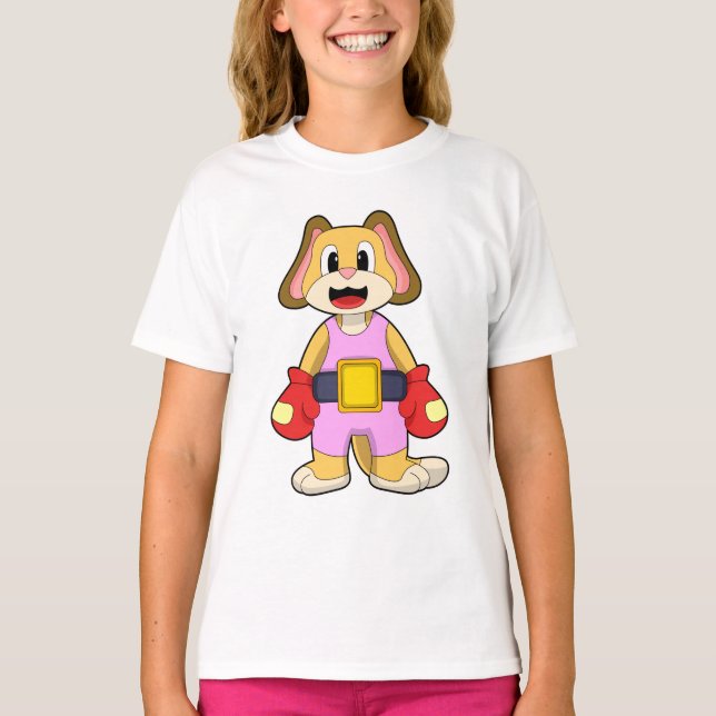 Camiseta Perro en boxeo con guantes de boxeo (Anverso)