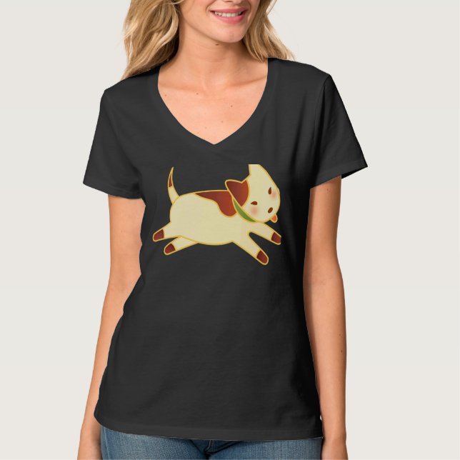 Camiseta Perro en ejecución con mancha marrón (Anverso)