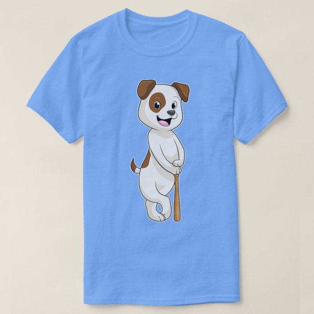 Camiseta Perro en el béisbol con bate de béisbol (Diseño del anverso)