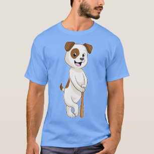 Camiseta Perro en el béisbol con bate de béisbol