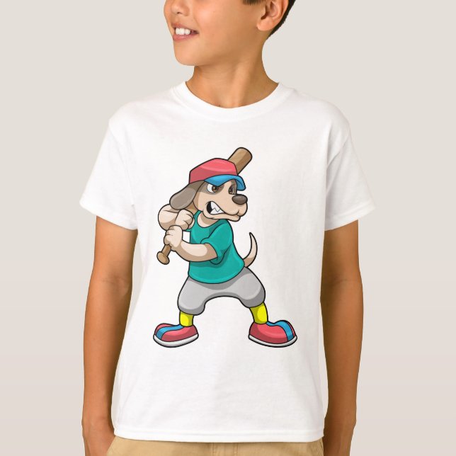 Camiseta Perro en el béisbol con bate de béisbol (Anverso)