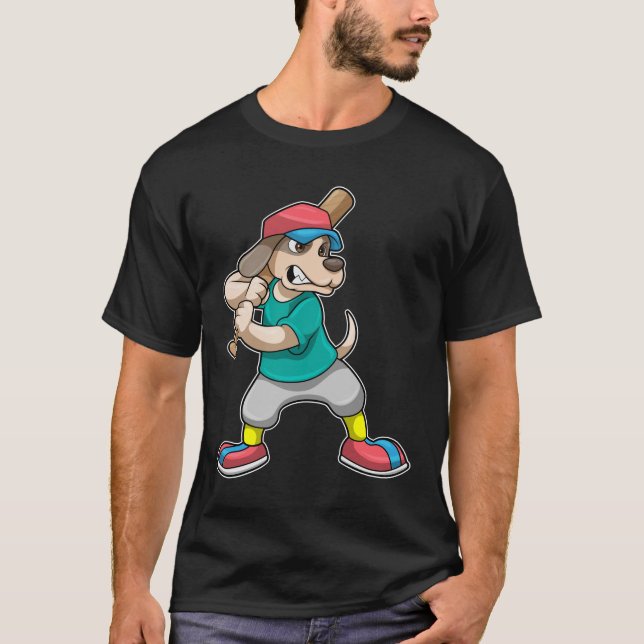 Camiseta Perro en el béisbol con bate de béisbol (Anverso)