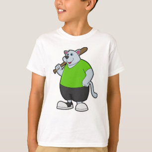 Camiseta Perro en el béisbol con bate de béisbol