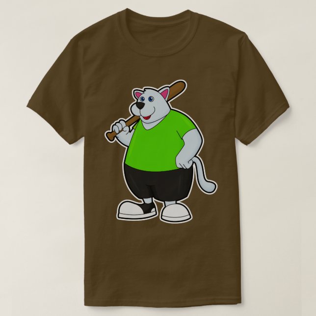 Camiseta Perro en el béisbol con bate de béisbol 3 (Diseño del anverso)