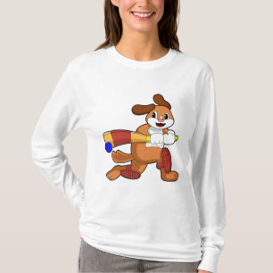 Camiseta Perro en el críquet con bate de críquet