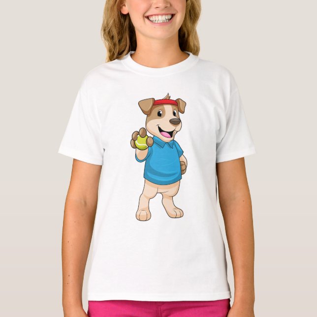 Camiseta Perro en el tenis con baile de tenis (Anverso)