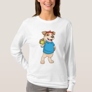 Camiseta Perro en el tenis con baile de tenis