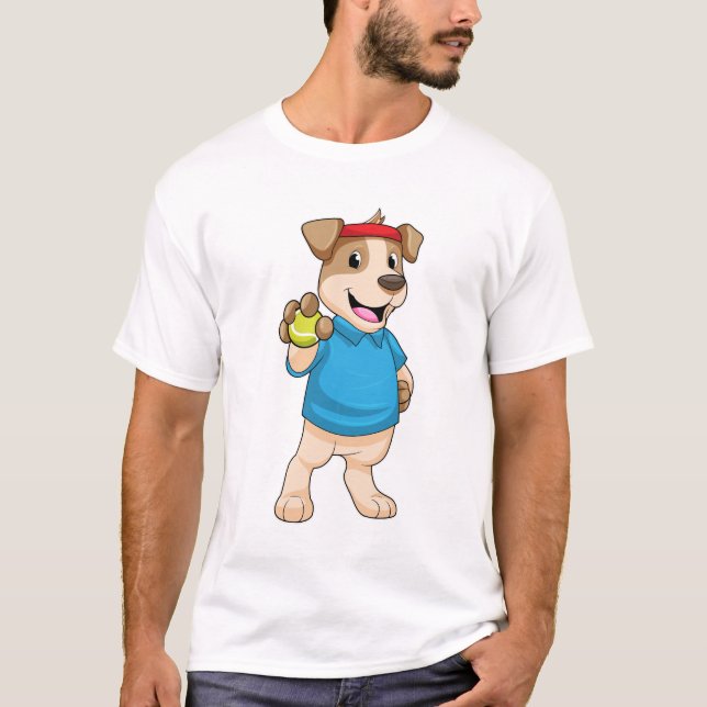 Camiseta Perro en el tenis con baile de tenis (Anverso)