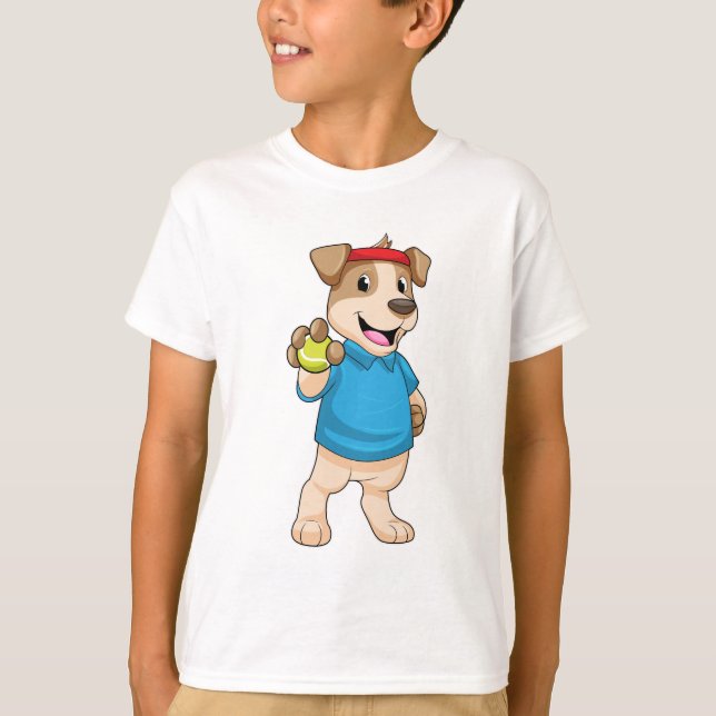 Camiseta Perro en el tenis con baile de tenis (Anverso)