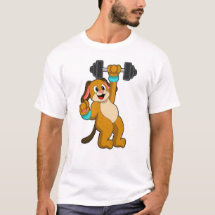 Camiseta Perro en entrenamiento de fuerza con Dumbbell