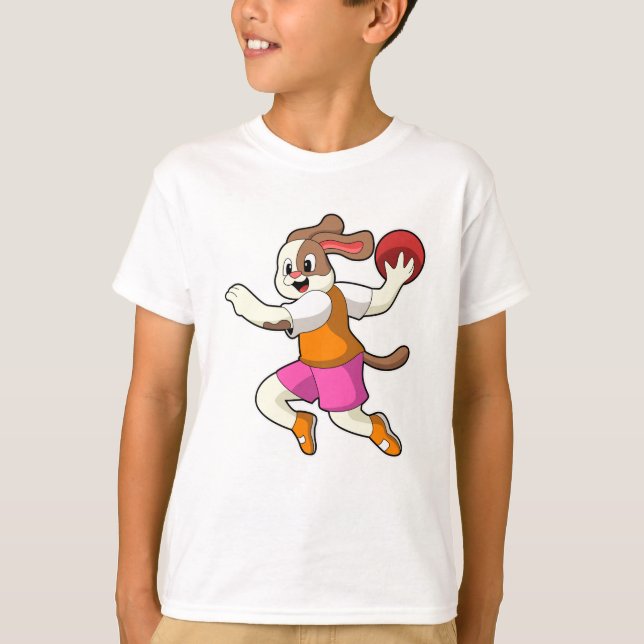 Camiseta Perro en jugador de balonmano con balonmano (Anverso)