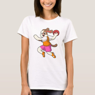 Camiseta Perro en jugador de balonmano con balonmano